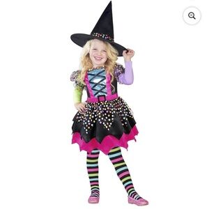 NEW Polka Dot Witch Halloween Costume for Toddler Girls, Size 3T-4T